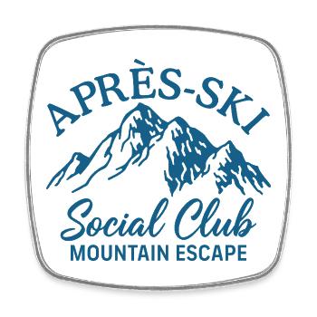 Après Ski Social Club Mountain Escape Skiing - Magnet carré - blanc - Devant