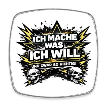 Ich mache was ich will – Skull & Blitze - Viereckiger Kühlschrankmagnet - Weiß - Vorne