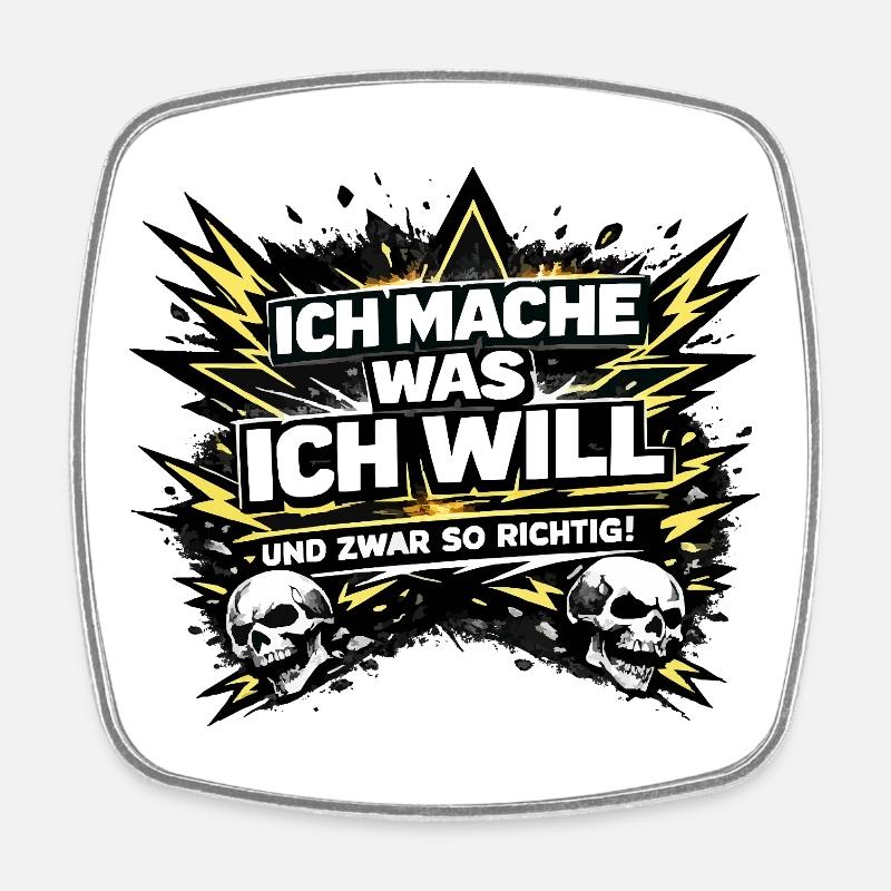 I do what I want – Skull & Blitze - Square fridge magnet - white