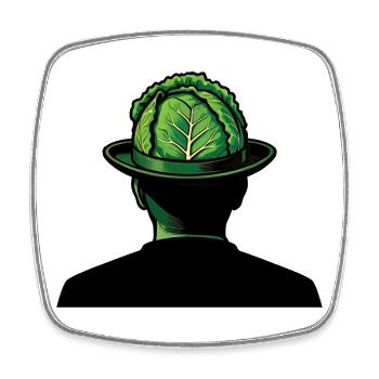 THE SHADE WITH THE CABBAGE HEAD #2 - nice people - Square fridge magnet - white - Front