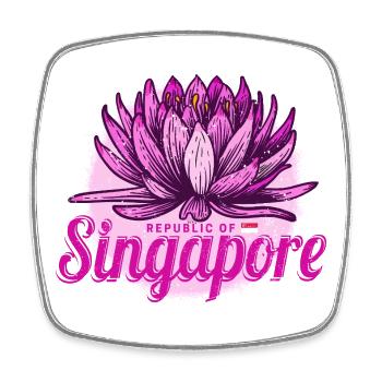 Singapur Insel Retro Lotus Vintage Urlaub Souvenir - Viereckiger Kühlschrankmagnet - Weiß - Vorne