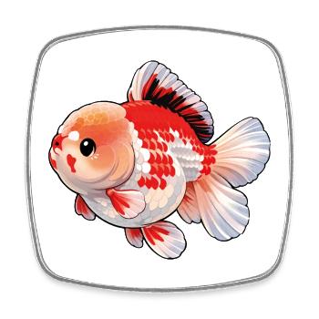 Grade White Orange Black Oranda HQ Goldfish - Viereckiger Kühlschrankmagnet - Weiß - Vorne