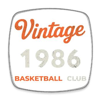 Vintage 1986 – Basketball Club Retro Birth Year - Square fridge magnet - white - Front