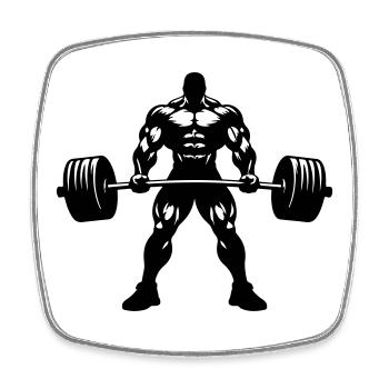 Bodybuilding Weightlifting Silhouette - Square fridge magnet - white - Front