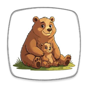 Douce maman ourse avec un petit - Magnet carré - blanc - Devant