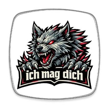 Fenriswolf Spruch – Ich mag dich - Viereckiger Kühlschrankmagnet - Weiß - Vorne
