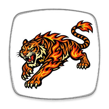 Fire Tiger – Animal of Flames - Square fridge magnet - white - Front