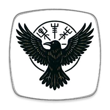 Mystic Raven Circle - Square fridge magnet - white - Front