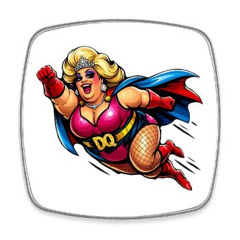 Superheldin Retro Glam Poppig - Viereckiger Kühlschrankmagnet - Weiß - Vorne