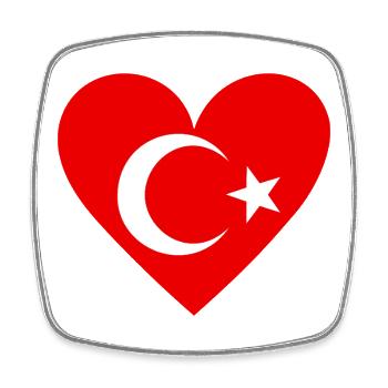 Herz mit Türkischer Flagge - Viereckiger Kühlschrankmagnet - Weiß - Vorne