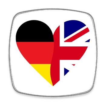 Germany Great Britain Heart - Viereckiger Kühlschrankmagnet - Weiß - Vorne