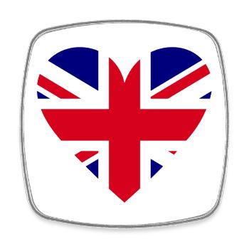 Herzflagge Großbritannien - Viereckiger Kühlschrankmagnet - Weiß - Vorne