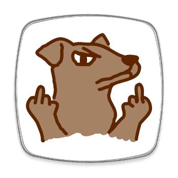 Hund zeigt den Mittelfinger - Viereckiger Kühlschrankmagnet - Weiß - Vorne