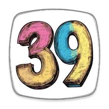 39 Number Colorful - Square fridge magnet - white - Front