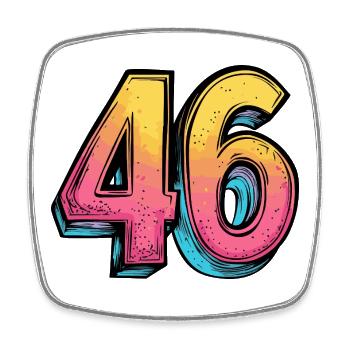 46 Number Multicolored - Square fridge magnet - white - Front