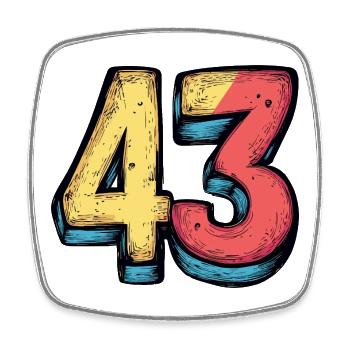 43 Number Colorful - Square fridge magnet - white - Front