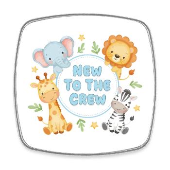 Baby Newborn Safari Animals New To The Crew - Square fridge magnet - white - Front