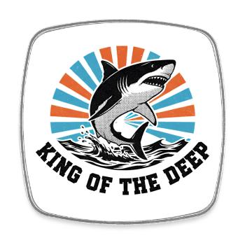 Shark King of the Deep Burst - Square fridge magnet - white - Front