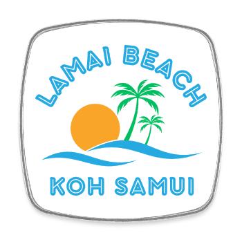 Lamai Beach Koh Samui Palm Sunset - Square fridge magnet - white - Front