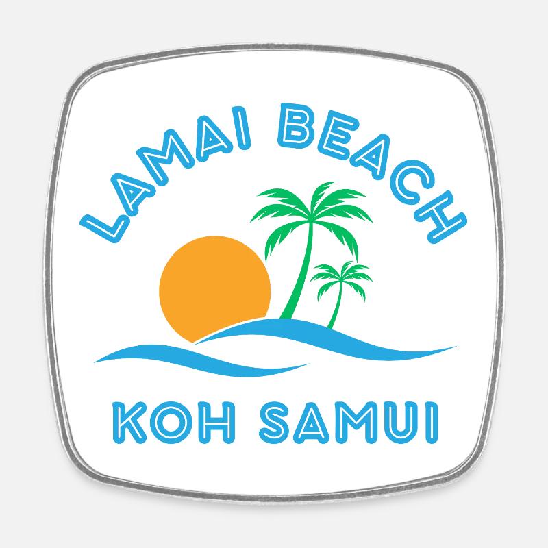 Lamai Beach Koh Samui Palm Sunset - Square fridge magnet - white