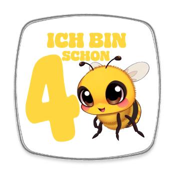 Geburtstag 4 Jahre alt Biene Bienen süß Bienchen - Viereckiger Kühlschrankmagnet - Weiß - Vorne