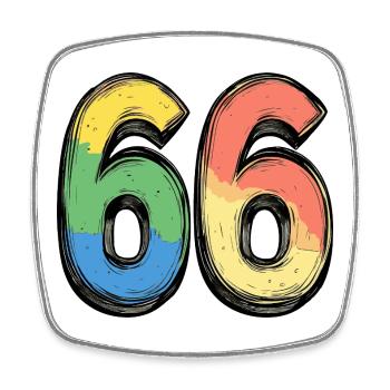 66 Number Colorful - Square fridge magnet - white - Front