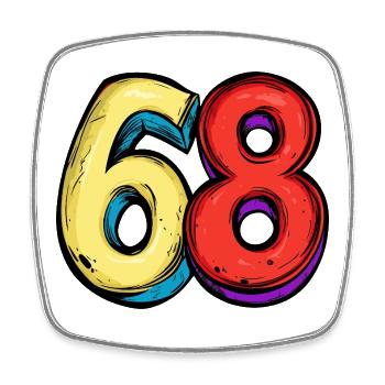 68 Number Colorful - Square fridge magnet - white - Front