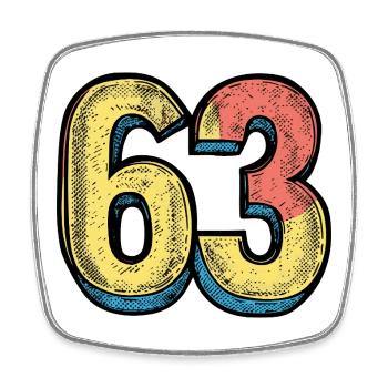 63 Number Colorful - Square fridge magnet - white - Front
