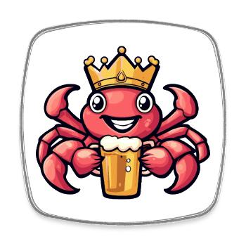 Crab Crab Beer King - Square fridge magnet - white - Front