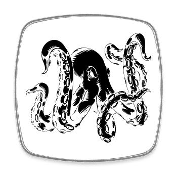 Octopus motif – octopus from the deep sea! - Square fridge magnet - white - Front