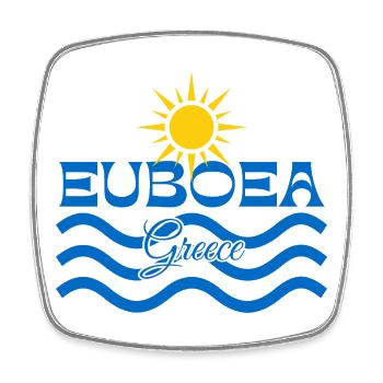 Euböa Griechenland Sonnenwellen-Logo - Viereckiger Kühlschrankmagnet - Weiß - Vorne
