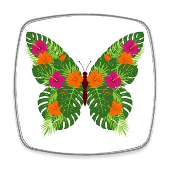 Tropical Butterfly of Leaves - Square fridge magnet - white - Front