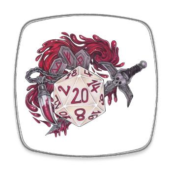 Rollenspiel Tabletop D20 Würfel Bloodhunter - Viereckiger Kühlschrankmagnet - Weiß - Vorne