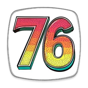 76 Nombre coloré - Magnet carré - blanc - Devant