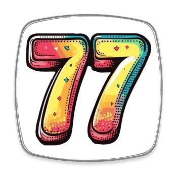 77 Number Multicolored - Square fridge magnet - white - Front