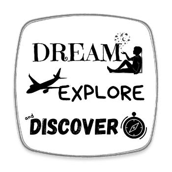 Dream, Explore and Discover 1 - Square fridge magnet - white - Front