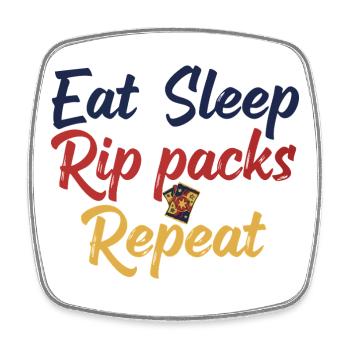 Eat Sleep Rip Packs Wiederholender Sammelkarten-Sammler - Viereckiger Kühlschrankmagnet - Weiß - Vorne