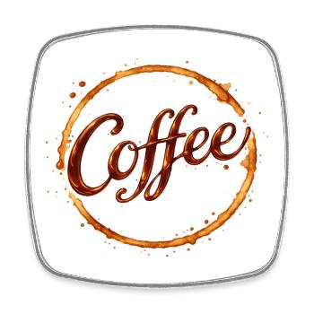 Illustration de l’empreinte des tasses à café - Magnet carré - blanc - Devant
