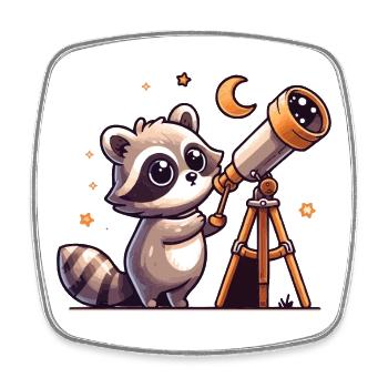 Cuddly raccoon stargazer - Square fridge magnet - white - Front