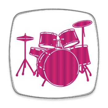 Pink Drum Set Music Lover Graphic - Square fridge magnet - white - Front
