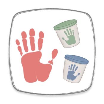 Baby Footprint Pastel Print Finger Paints - Square fridge magnet - white - Front