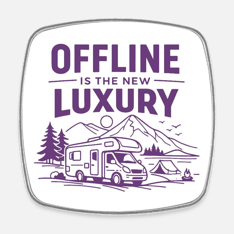 Offline ist der neue Luxus – Camper Szene - Viereckiger Kühlschrankmagnet - Weiß