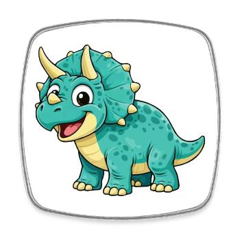 Triceratops Dino Comic - Square fridge magnet - white - Front