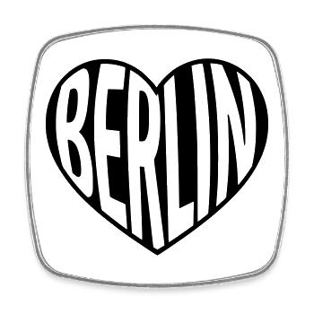 Berlin Herz Typo - Viereckiger Kühlschrankmagnet - Weiß - Vorne
