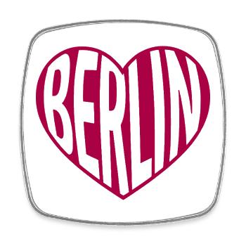 Berlin Herz Typografie - Viereckiger Kühlschrankmagnet - Weiß - Vorne