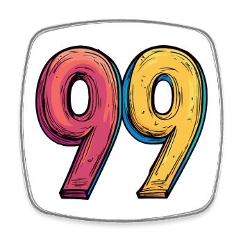 99 Nombre Coloré - Magnet carré - blanc - Devant