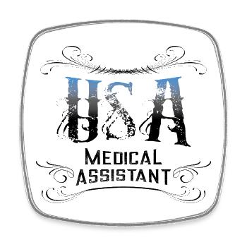 USA Medical Assistant Vintage Filigree Graphic - Viereckiger Kühlschrankmagnet - Weiß - Vorne