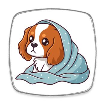 Beagle emmitouflé bleu - Magnet carré - blanc - Devant