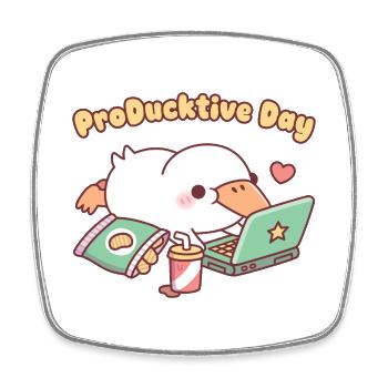 Journée de canard mignon qui se détend avec un ordinateur portable ProDucktive - Magnet carré - blanc - Devant