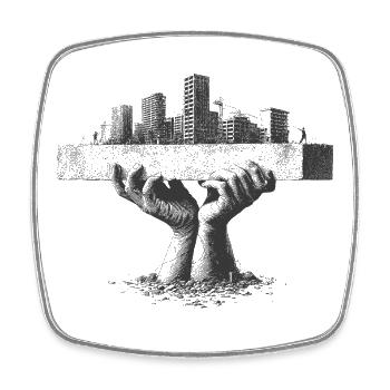 La ville entre les mains - Magnet carré - blanc - Devant